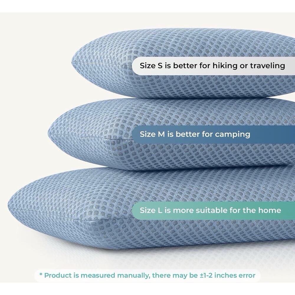 Travel Pillow Memory Foam Compressible Camping Travel Pillow Blue Small - Picture 6 of 6